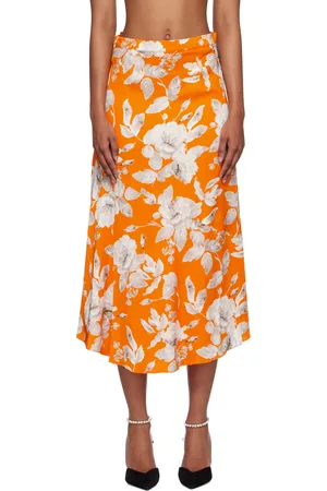 Erdem Orange Griselda Midi Skirt