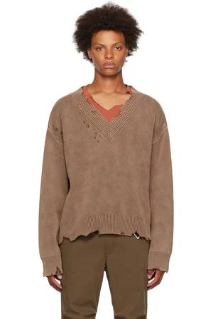 C2H4 Brown Distressed Sweater