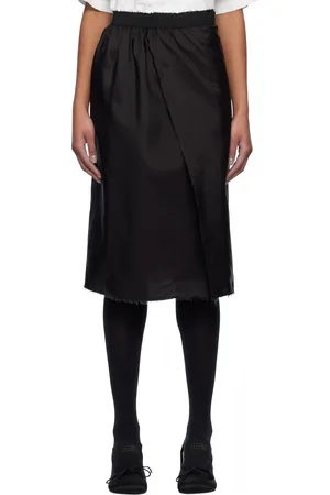 Maison Margiela Black Frayed Edge Midi Skirt
