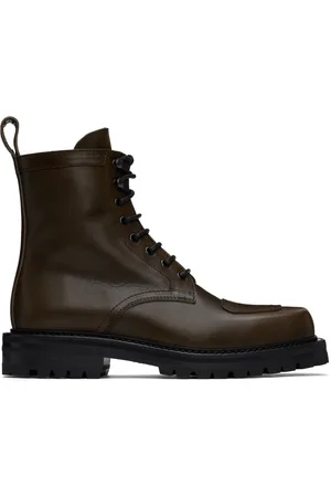 DRIES VAN NOTEN Khaki Lace-up Boots