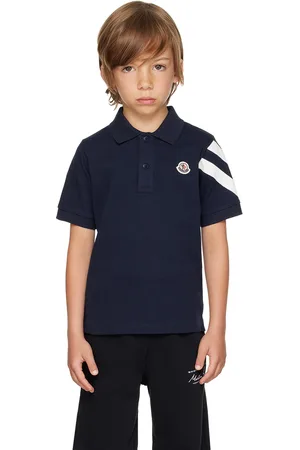 Moncler Little Kids Navy Logo Patch Polo