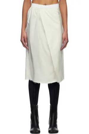 Maison Margiela Off-White Frayed Edge Midi Skirt