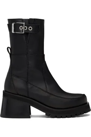 Ganni Black Feminine Buckle Platform Boots