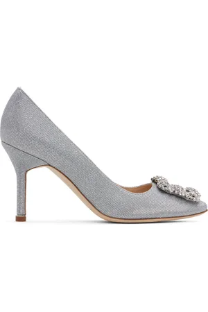 Manolo Blahnik Silver Hangisi Heels