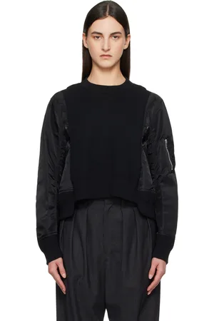 SACAI Black Sponge Sweat x Nylon Twill Sweatshirt