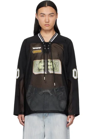 OFF-WHITE Black Banknote Mesh Hockey Long Sleeve T-shirt