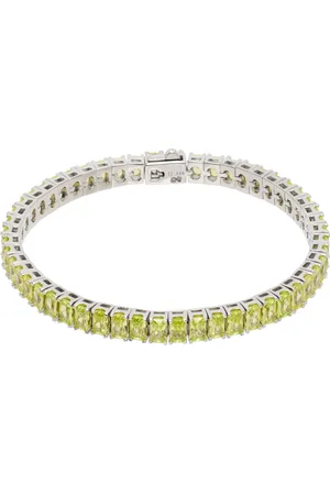 Hatton Labs Silver & Green Rectangular Tennis Bracelet