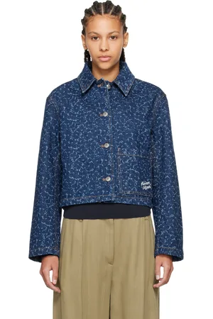 Maison Kitsuné Navy Cropped Denim Jacket