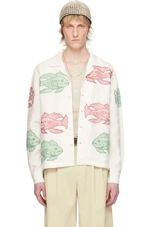 BODE White Piscine Appliqué Shirt