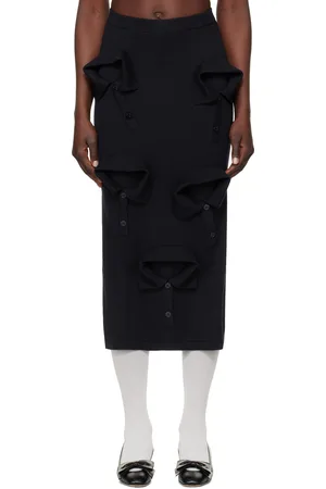 Moschino Navy Multi Collars Knitted Midi Skirt