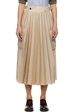 SACAI Beige Twill Midi Skirt