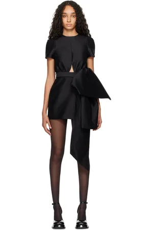 Shushu/Tong Black Bowknot Patchwork Minidress