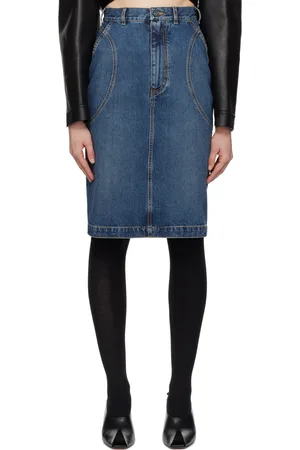 Alaïa Blue Pencil Denim Midi Skirt
