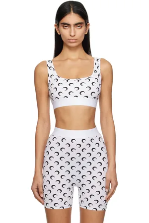 Marine Serre White Moon Printed Jersey Sport Bra