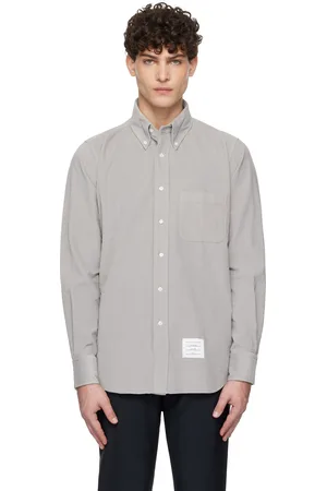 Thom Browne Gray Corduroy Straight Fit Shirt