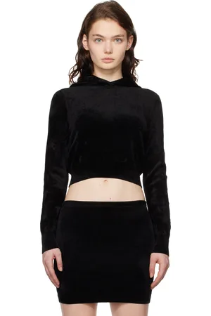 Alexander Wang Black Cropped Zip-Up Hoodie