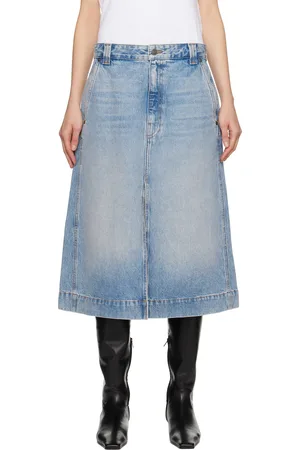 Khaite Blue Charlene Denim Midi Skirt
