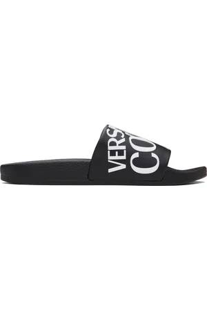 VERSACE Black Logo Pool Slides
