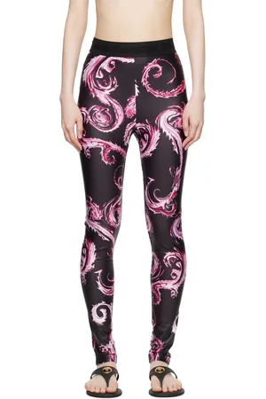 VERSACE Black & Pink Chromo Couture Leggings