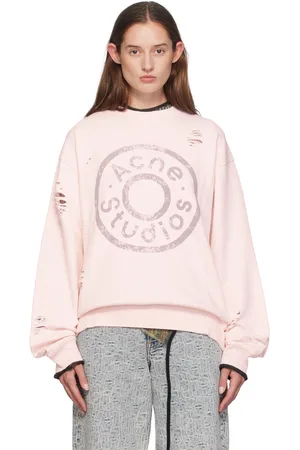 Acne Studios Pink Distressed Printed-Logo Sweatshirt