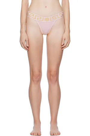 VERSACE Pink Greca Thong