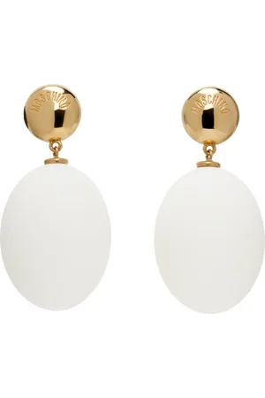 Moschino Gold & White Eggs Pendant Earrings