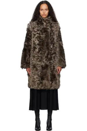 YVES SALOMON Brown Toscana Folk Reversible Shearling Jacket