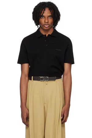 Salvatore Ferragamo Black Embroidered Polo