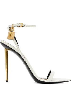 Tom Ford Off-White Padlock Pointy Naked Heeled Sandals