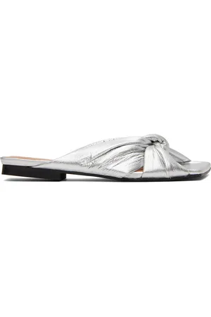 Ganni Silver Soft Knot Mules