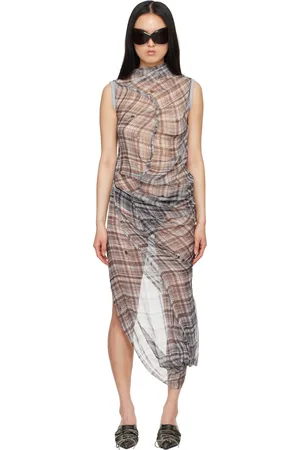 Acne Studios Black Check Midi Dress