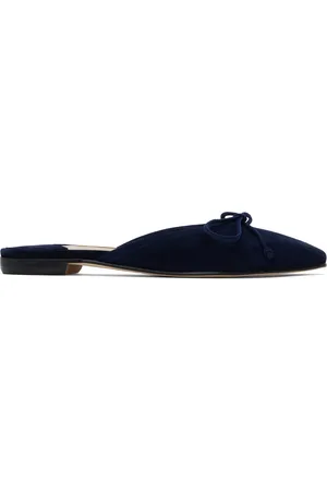 Manolo Blahnik Navy Ballerimu Mules
