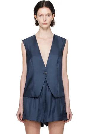 Silk Laundry Navy Slouch Vest
