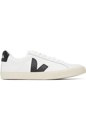 Veja White & Black Esplar Leather Sneakers