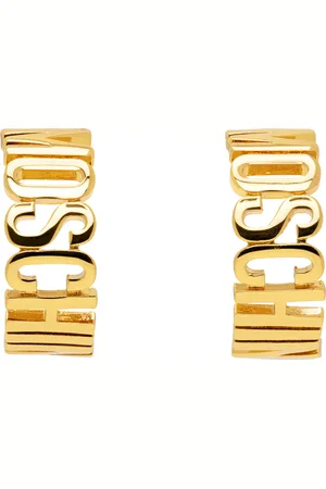 Moschino Gold Lettering Logo Small Earrings