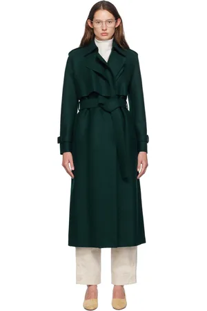 Harris Wharf London Green Pressed Wool Trench Coat