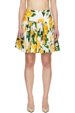 Dolce & Gabbana White & Yellow Floral Miniskirt