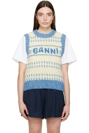 Ganni Off-White Jacquard Vest