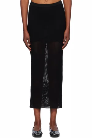 FLEUR DU MAL Black Lace Pointelle Maxi Skirt