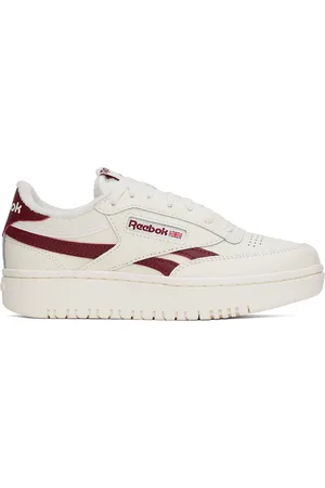 Reebok Off-White & Burgundy Club C Double Revenge Sneakers