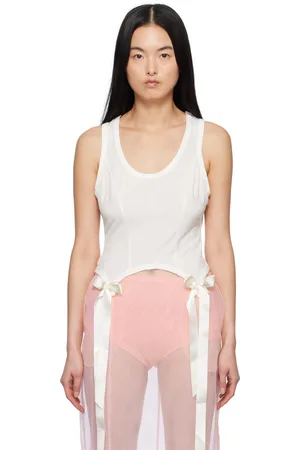 Simone Rocha Off-White Bow Tail Easy Tank Top