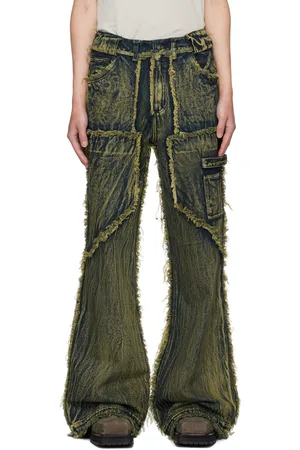 NO/FAITH STUDIOS Green & Blue Flared Jeans