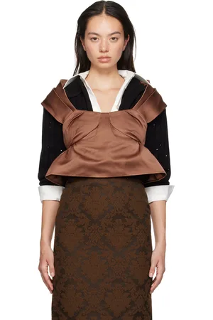 Shushu/Tong Brown Three-Dimensional Pleated Top