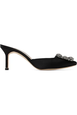 Manolo Blahnik Black Hangisimu Mules