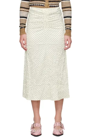 Ganni White Polka Dot Midi Skirt
