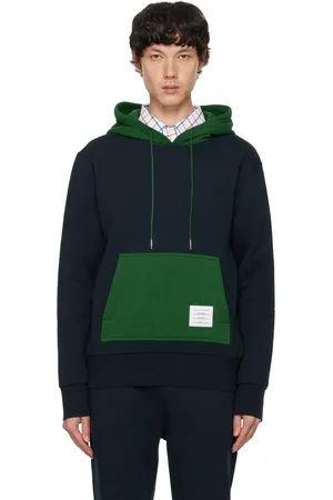 Thom Browne Navy & Green Color Blocked Hoodie