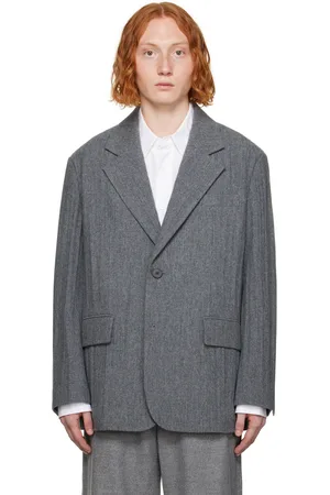 Solid Gray Pleated Blazer