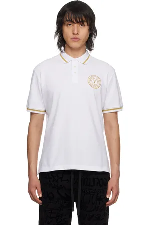 VERSACE White V-Emblem Polo