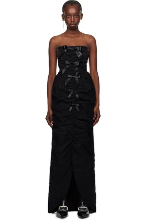 Shushu/Tong Black Shirred Sheath Maxi Dress