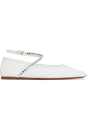 Amina Muaddi White Ane Lace Ballerina Flats
